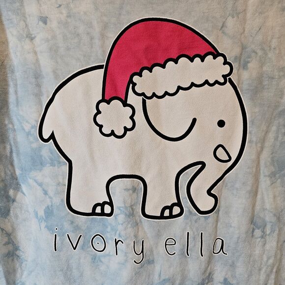 Ivory Ella Christmas Santa Hat Blue Tie Dye Long Sleeve T-Shirt Holiday Small - Picture 2 of 6